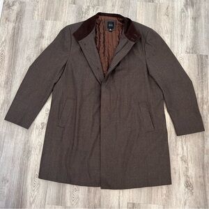 Saks Fifth Avenue Wool Overcoat Jacket Men's XXL Brown Made in Italy Black Label